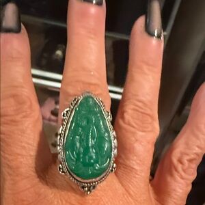 Elegant Green Silver Ring